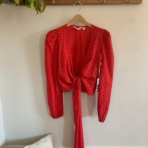 Billabong red wrap blouse.
